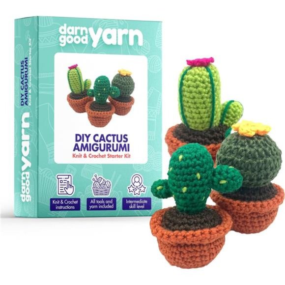 Crochet kit for Beginners to Intermediate | Cactus DIY Crochet Amigurumi - Picture 1 of 7